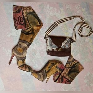 Rare Vivianly Tapestry Print Thigh High Pointed Toe Boots - Size 6